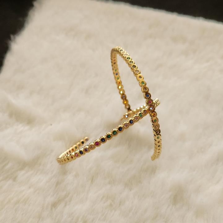 Color Pop Diamond Gold Hoops/Bali