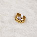 Gold Ring With A Shank Design & Square-Cut Gemstone On Top