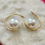 Lustrous Pearl Arc Earrings