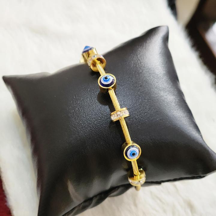 “Aurelia Evil Eye” Gold Cable Charm Bracelet