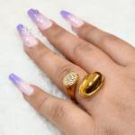 Gold Ring With Oval & Crystal Top