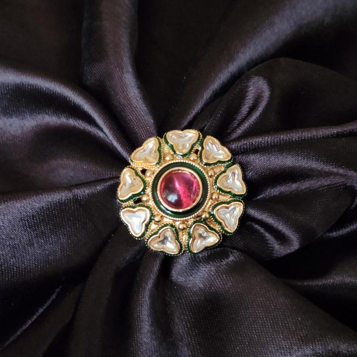 Mughal Lotus Kundan Cocktail Ring