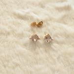 Unisex Elegant square-Cut Gold Stud Earrings