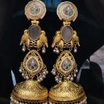 Royal Mayura Kundan Jhumka Earrings