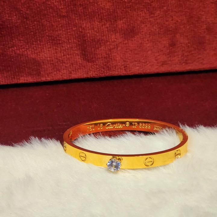 Cartier Love Gold Bracelet With White Gemstone On Top
