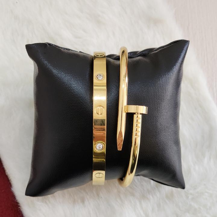 GOLD NAIL & CARTIER DIAMOND MORVEN BRACELET (SET OF 2)