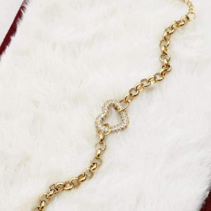 Thick Gold Chain With Heart On Top Bracelet