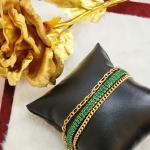 Unisex Multi Layered With Green AD Crystals Chain Bracelet