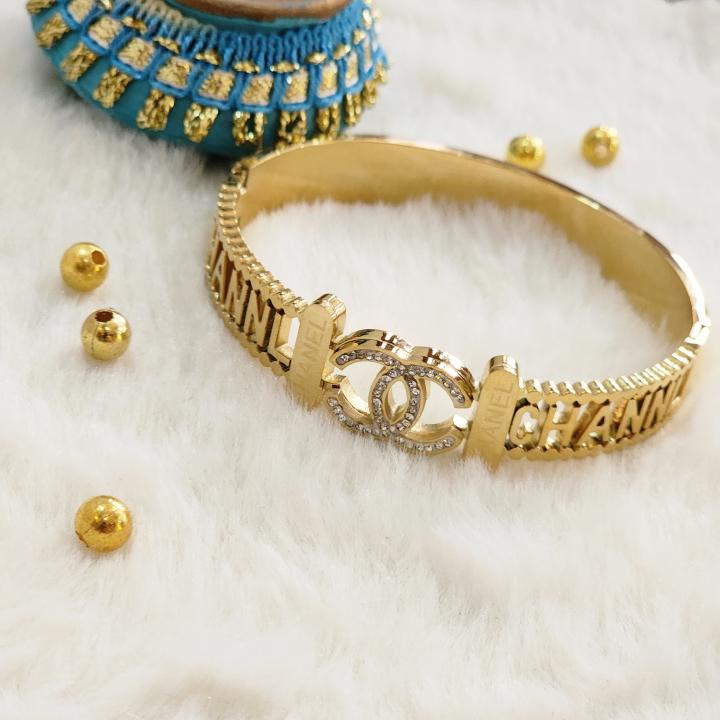 Iconic Chanel Engraved Bangle Bracelet