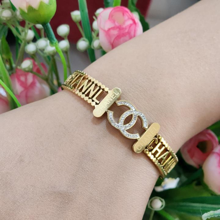 Iconic Chanel Engraved Bangle Bracelet