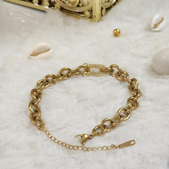 Unisex Tiffany Thick Gold Chain Bracelet