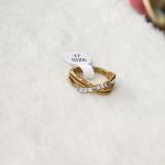 Infinity/Promise Gold Ring With Square-Cut Gems On It