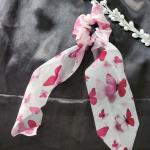 Crimson Bloom – Luxe Aabhushan Butterfly Chiffon Scrunchie