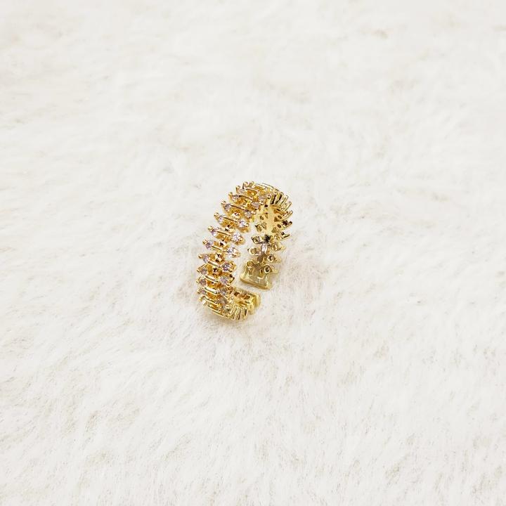 Korean Irregular Cubic Zirconia Gemstone Gold Open Ring