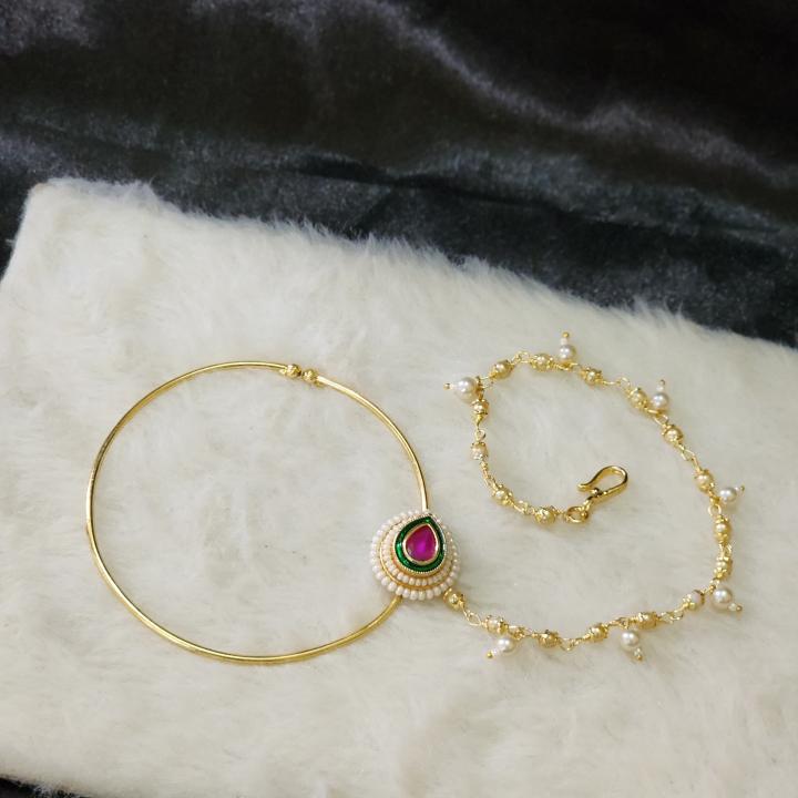 Royal Meenakari Pearl Drop Nath