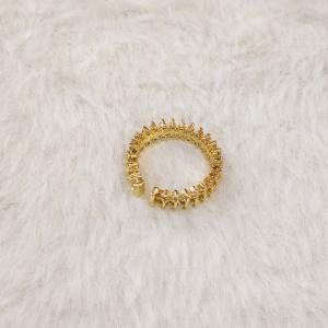 Korean Irregular Cubic Zirconia Gemstone Gold Open Ring