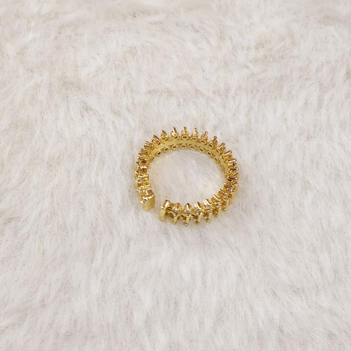 Korean Irregular Cubic Zirconia Gemstone Gold Open Ring