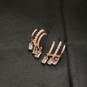 Name: Celestial Cascade Hoops – Pearl & Crystal Drop Earrings