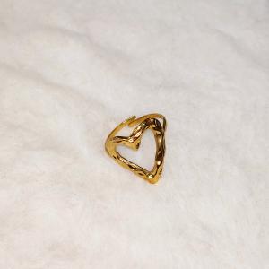 LUXE Irregular Hammered Hollow Heart Gold Ring
