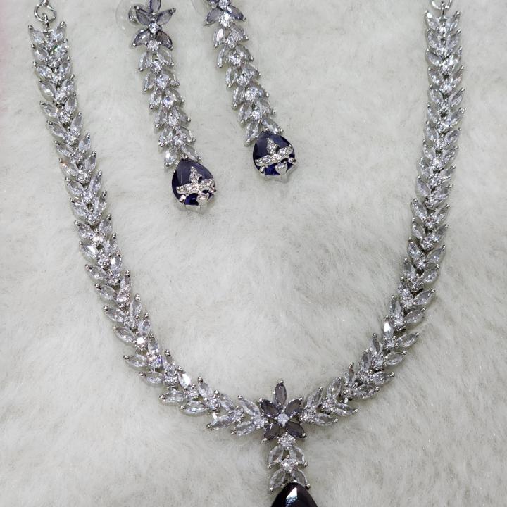 Midnight Grace American Diamond Necklace Set