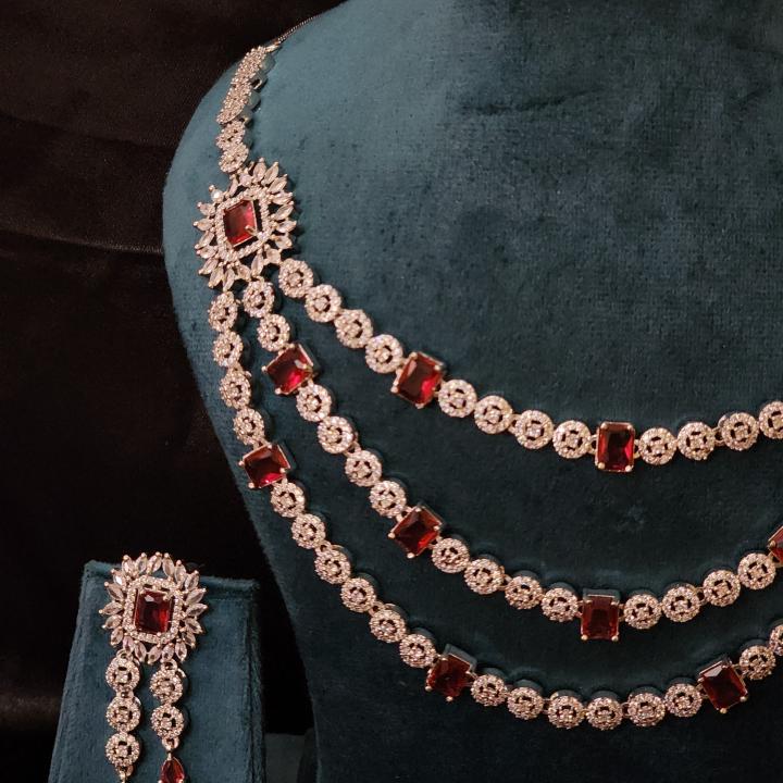 Ruhani Raat Burgundy Bridal Necklace Set
