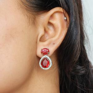 Crimson Radiance American Diamond Necklace Set