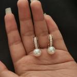 Elegance Pearl Drop Hoops – Rose Gold & Zircon Baguette Earrings