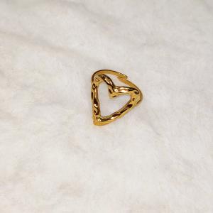 LUXE Irregular Hammered Hollow Heart Gold Ring