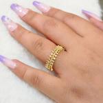Korean Irregular Cubic Zirconia Gemstone Gold Open Ring