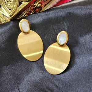 Elegance in Gold – Brushed Oval Drop Earrings