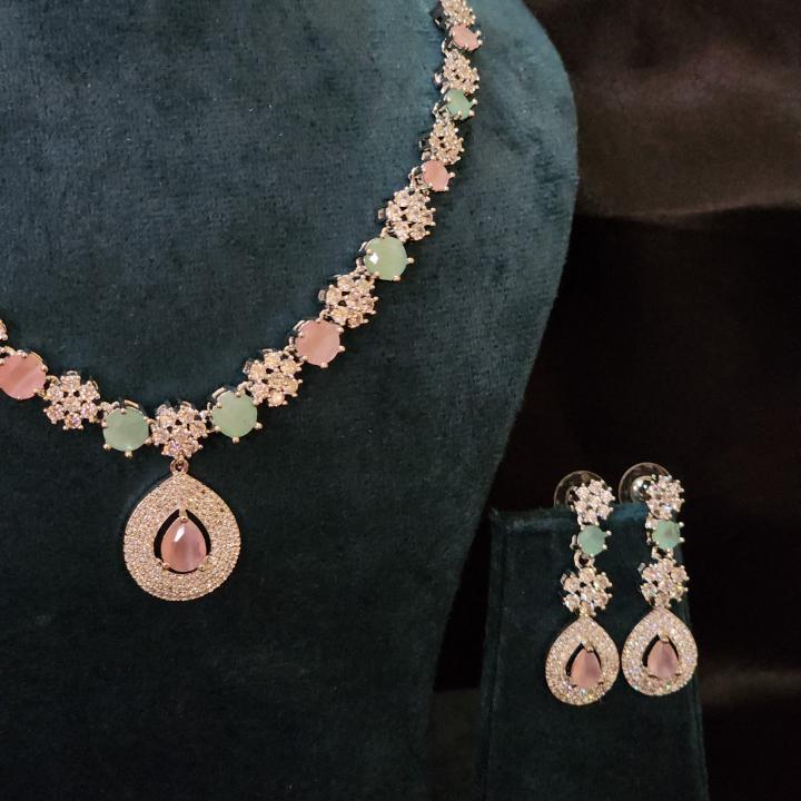 Pastel Flora American Diamond Necklace Set