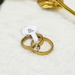 Couple Promise Gold Rings With Cubic Zirconia On Top ( Set Of 2 )