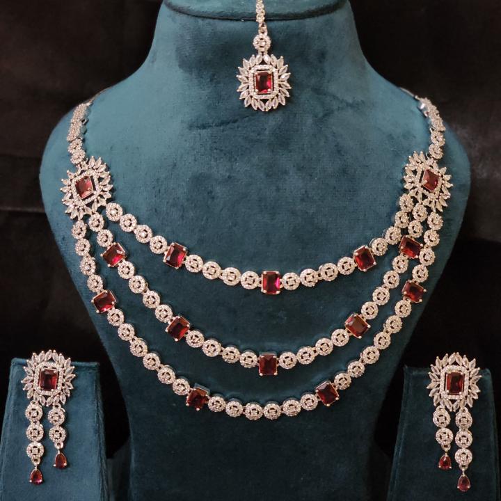 Ruhani Raat Burgundy Bridal Necklace Set
