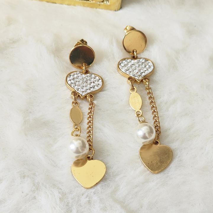 Ameera Dual Heart Drop Earrings