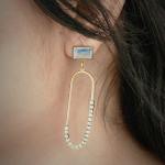 Gold Dangle Earrings With Engraved Gemstones