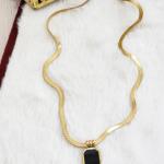 Unisex “Noir Empress” Gold-Plated Pendant Necklace