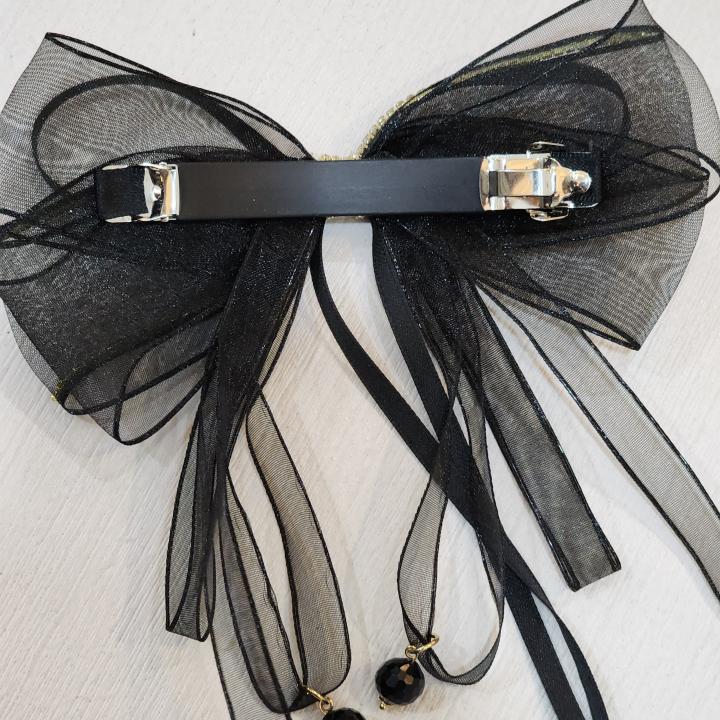 Celestial Noir Bow Hair Clip