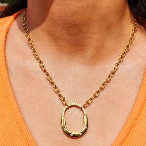 “Elan Loop” Crystal Chain-Link Necklace
