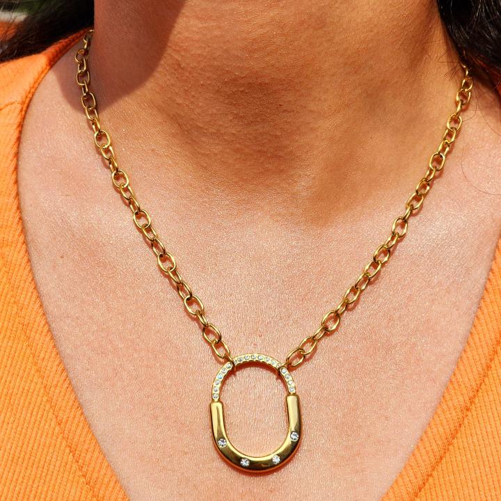 “Elan Loop” Crystal Chain-Link Necklace