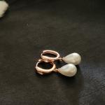 Heideman PIA Designed Rose Gold Hoop Earrings Embellished With White Pearls & Crystals