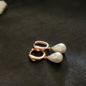 Heideman PIA Designed Rose Gold Hoop Earrings Embellished With White Pearls & Crystals